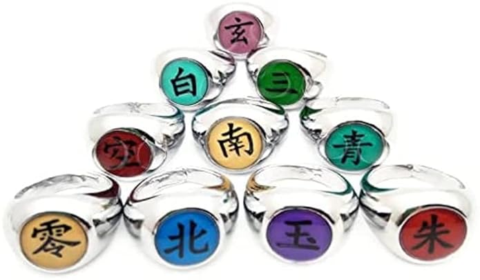 Akatsuki Organization Anime Rings Japanese Cosplay Finger Rings 10 Pcs