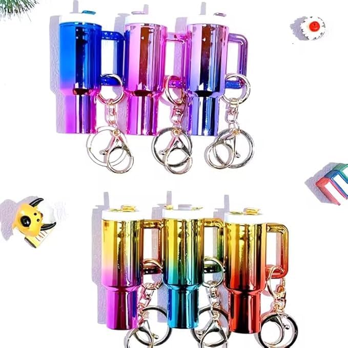Mini Tumbler Keychain | Rainbow Metallic Finish | 1 Piece