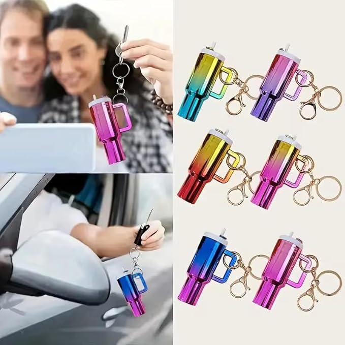 Mini Tumbler Keychain | Rainbow Metallic Finish | 1 Piece