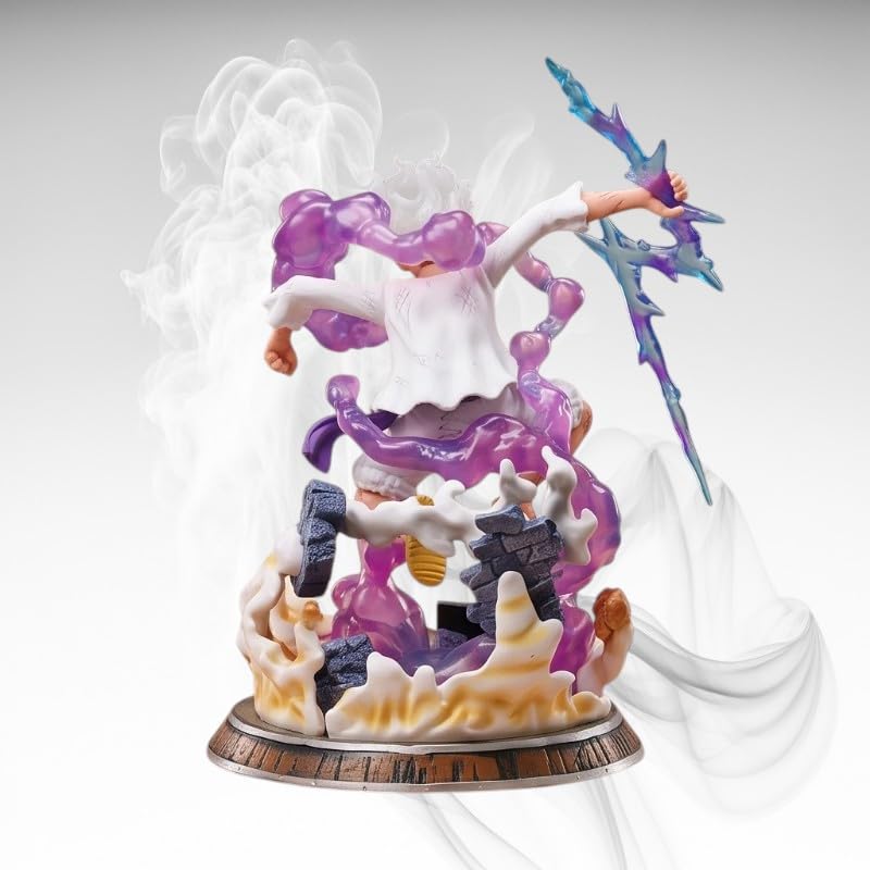 One Piece Luffy Gear 5 Double Head Action Figure with Lightning Effect 37cm