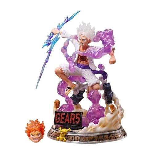 One Piece Luffy Gear 5 Double Head Action Figure with Lightning Effect 37cm