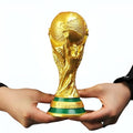 FIFA World Cup Trophy Replica, Gold, 21cm Height, Collectible Soccer Award with Green Base