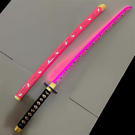 Demon Slayer Kokushibu Wooden LED Katana | Pink and Black | 104cm