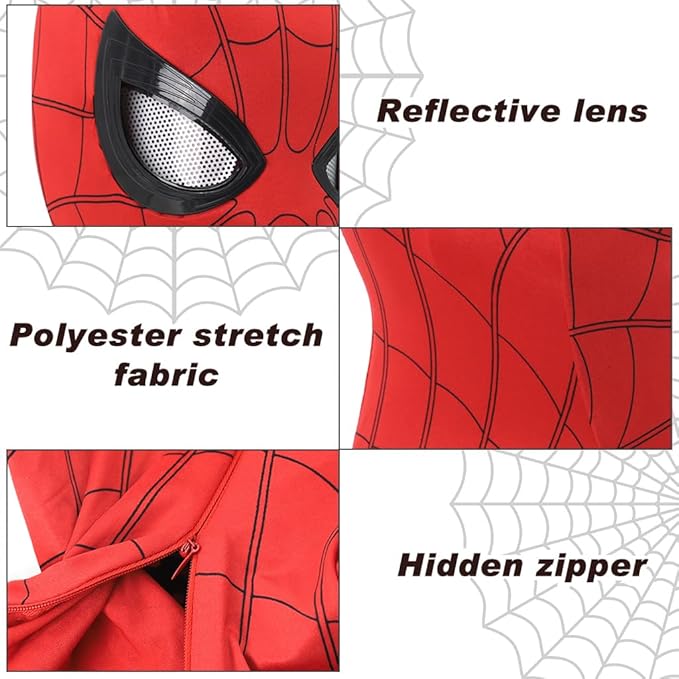 Spider-Man RED Mask | Cosplay, Adjustable Eyes | Elastic Breathable Material, Unisex