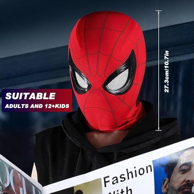 Spider-Man RED Mask | Cosplay, Adjustable Eyes | Elastic Breathable Material, Unisex