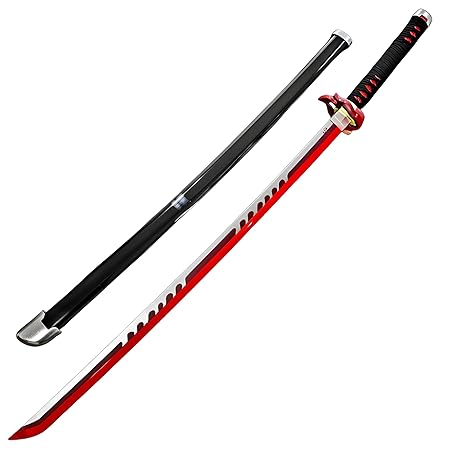Tanjiro Flame Katana | Wooden | LED | Red and Black | 104cm