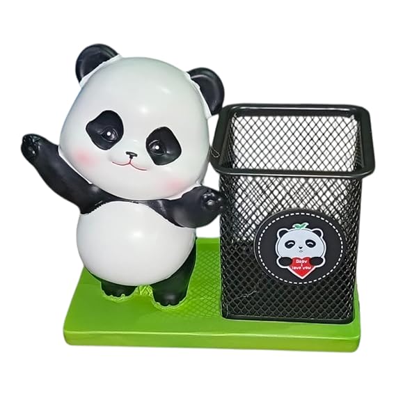Cute Panda Pen Holder with Mesh Cup Organizer