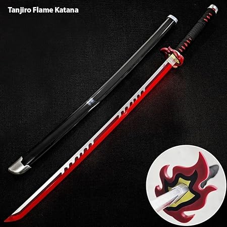 Tanjiro Flame Katana | Wooden | LED | Red and Black | 104cm