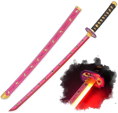Demon Slayer Kokushibu Wooden LED Katana | Pink and Black | 104cm