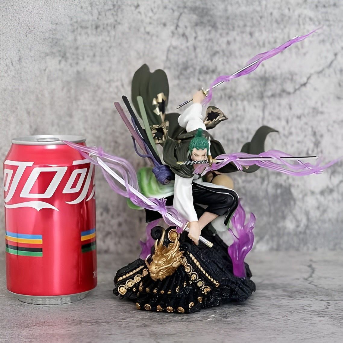 One Piece Roronoa Zoro Triple Sword Action Figure | 36cm Battle Jump Samurai Pose Zoro Figurine