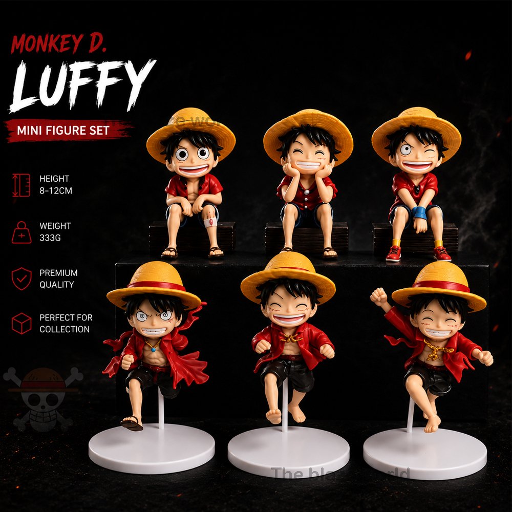 Luffy Happy Faces 8-12cm 6pcs Set