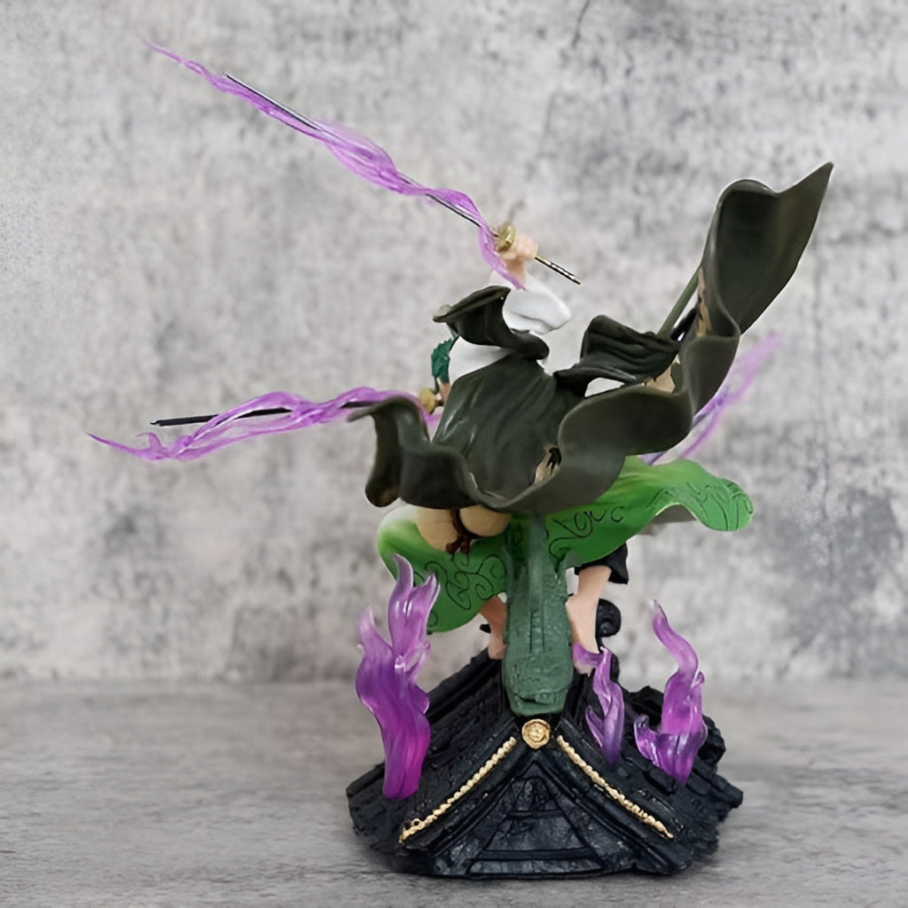 One Piece Roronoa Zoro Triple Sword Action Figure | 36cm Battle Jump Samurai Pose Zoro Figurine