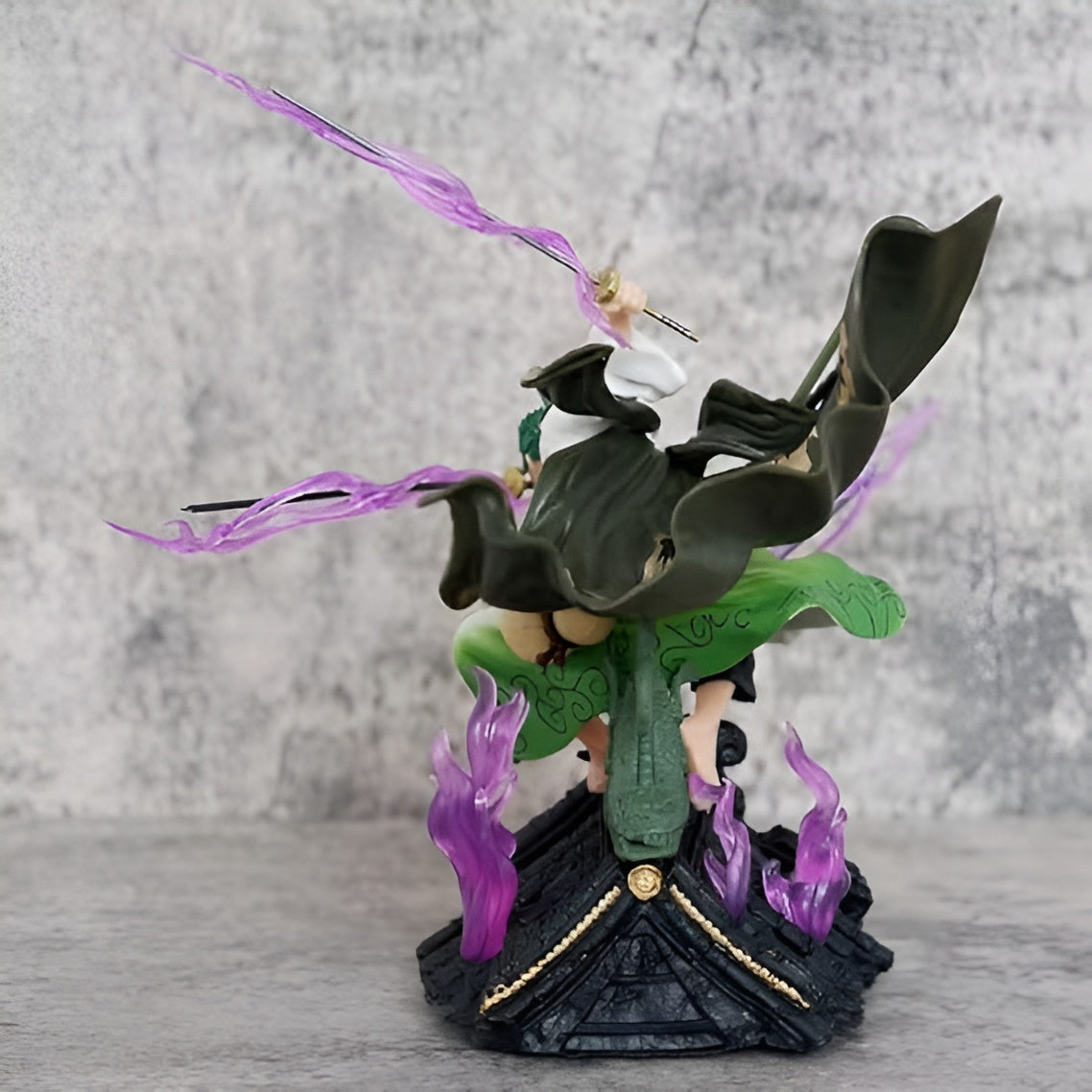 One Piece Roronoa Zoro Triple Sword Action Figure | 36cm Battle Jump Samurai Pose Zoro Figurine