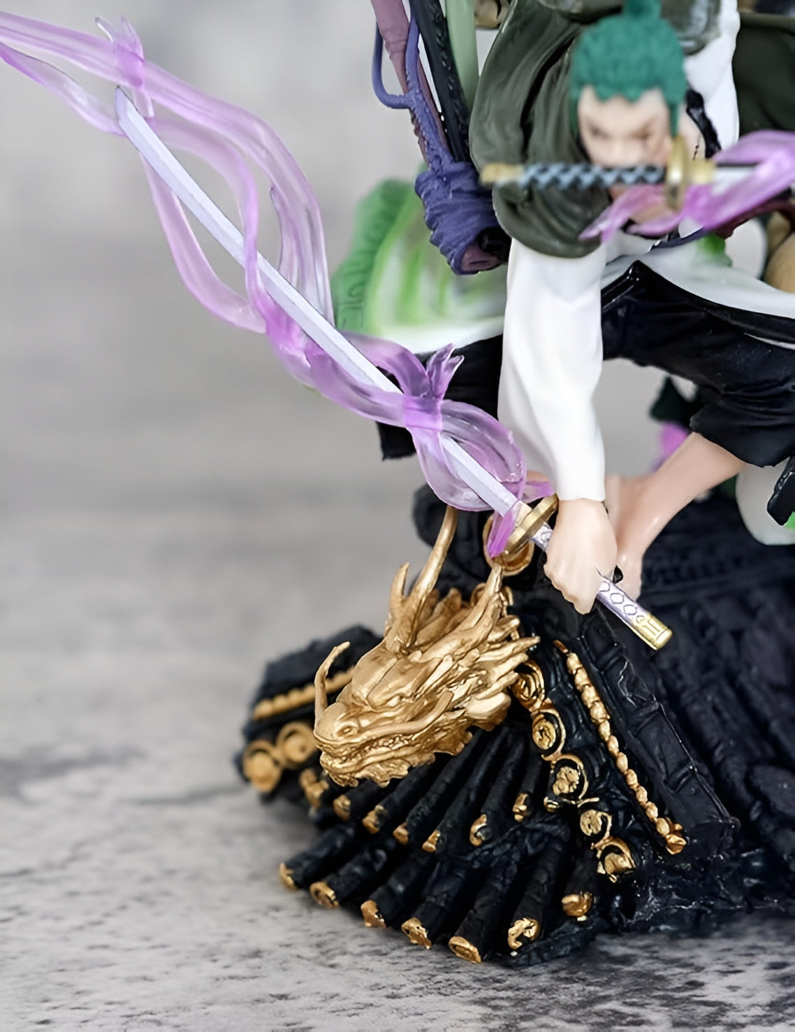 One Piece Roronoa Zoro Triple Sword Action Figure | 36cm Battle Jump Samurai Pose Zoro Figurine