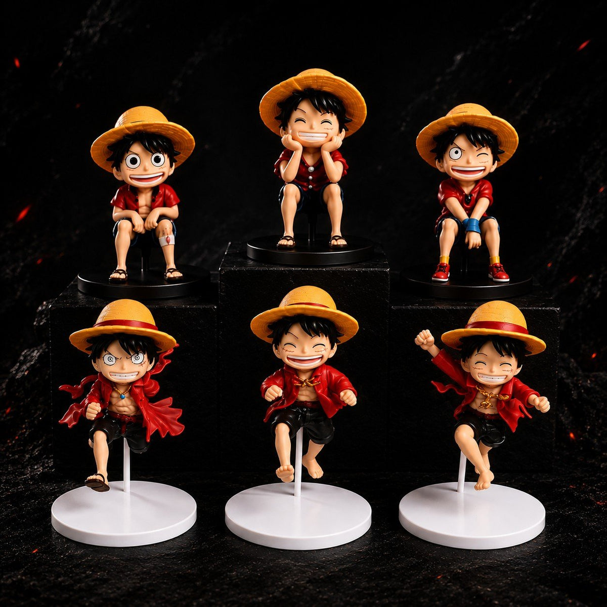 Luffy Happy Faces 8-12cm 6pcs Set