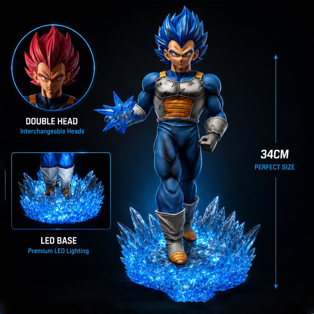 Super Saiyan Vegeta Blue LED Base 34cm Premium Figure